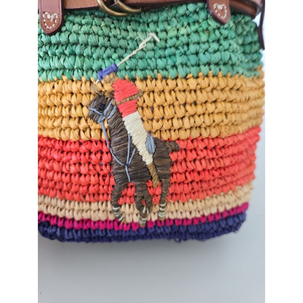 Polo Ralph Lauren Raffia Mini Bellport Bucket Bag Limited Edition Rare - Picture 12 of 14